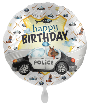 Folienballon - Happy Birthday, Polizei - ø 43cm